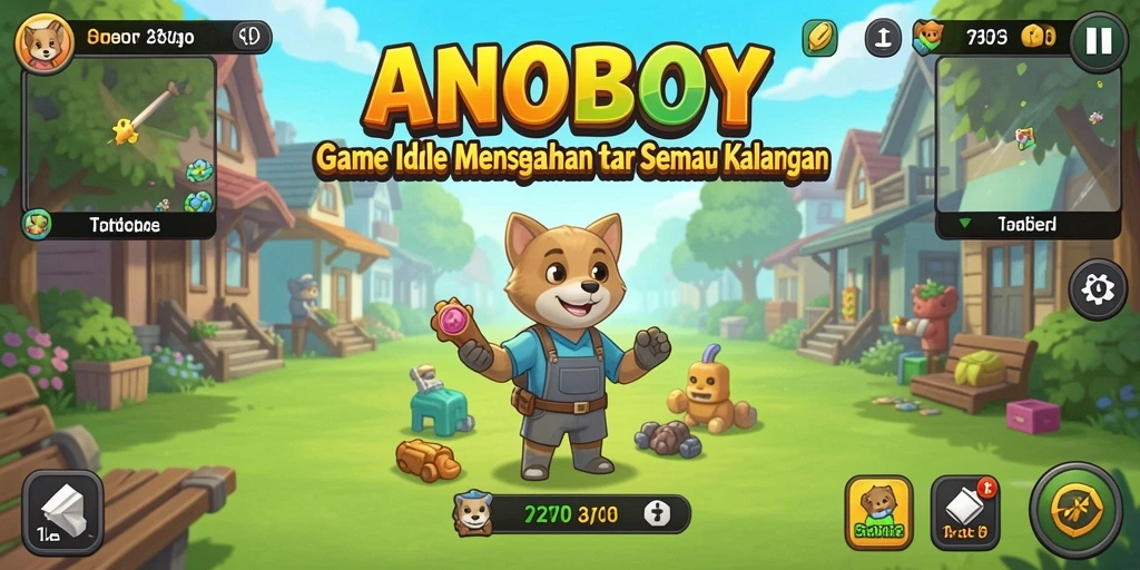 Tampilan gameplay utama ANOBOY yang mengasyikkan dan interaktif.