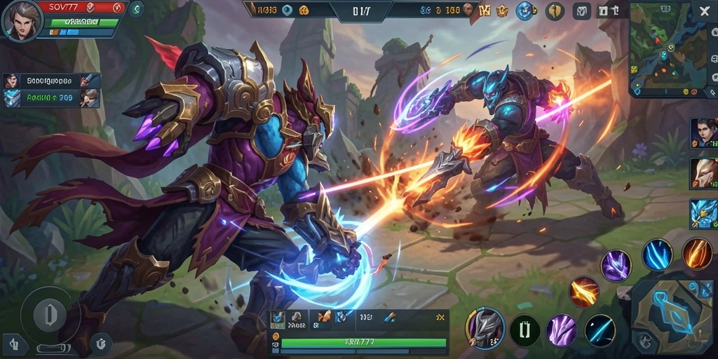 Screenshot gameplay SOV777 menampilkan aksi pertarungan tim yang mendebarkan.